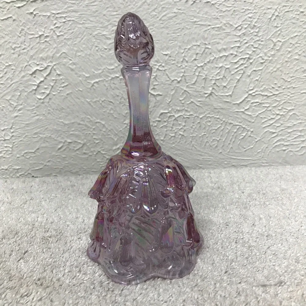 Vintage Fenton Lily of the Valley‎ Carnival Glass Bell Iridescent Lavender 6.5